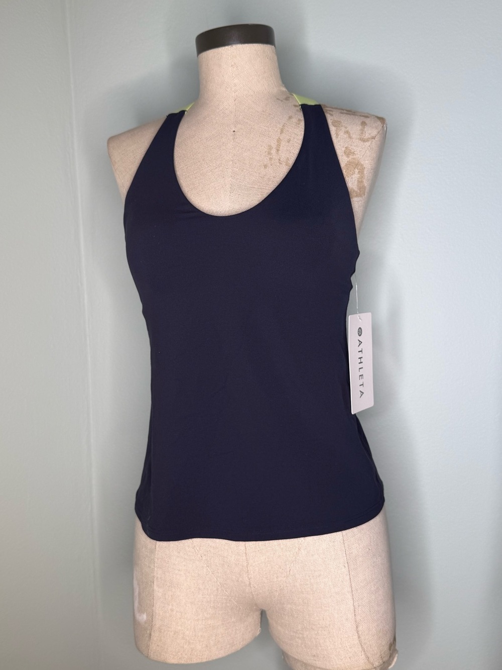 Athleta Ascent Support Top - Navy/Lime - Size S - NWT